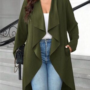 SHEIN Olive Green Waterfall Jacket